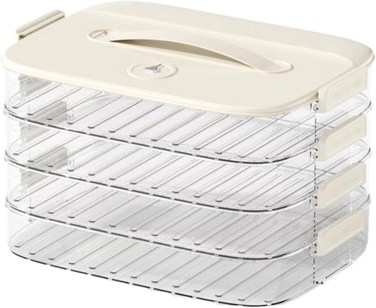 4-Layer Stackable Refrigerator Storage Container with Handle Lid – Multi-Tier Food Preservation Box
