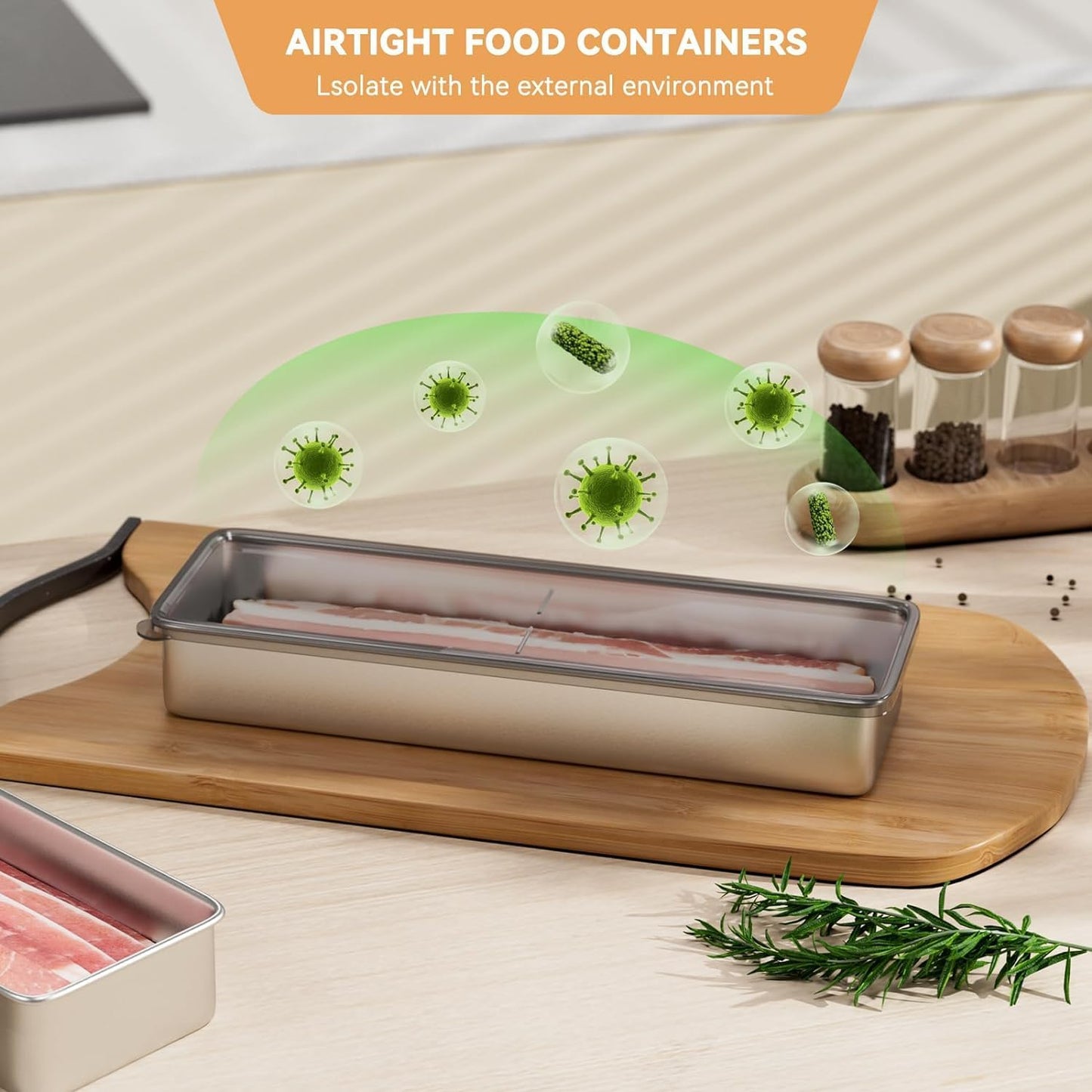 Rectangular Refrigerator Storage Container – Food Preservation Box with Lid for Bacon & Meat