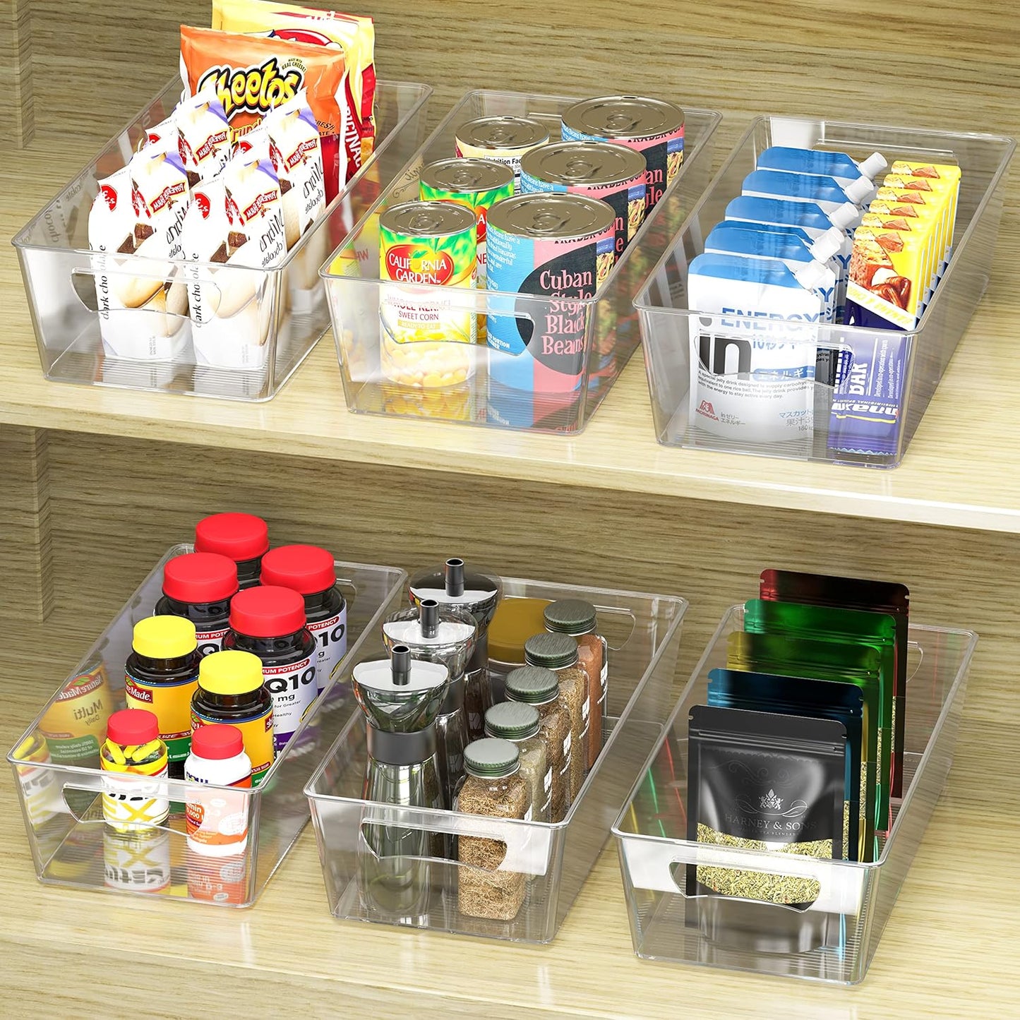 Clear Refrigerator Storage Bin with Handles – Rectangular Food Organizer for Fridge, Pantry, and Kitchen